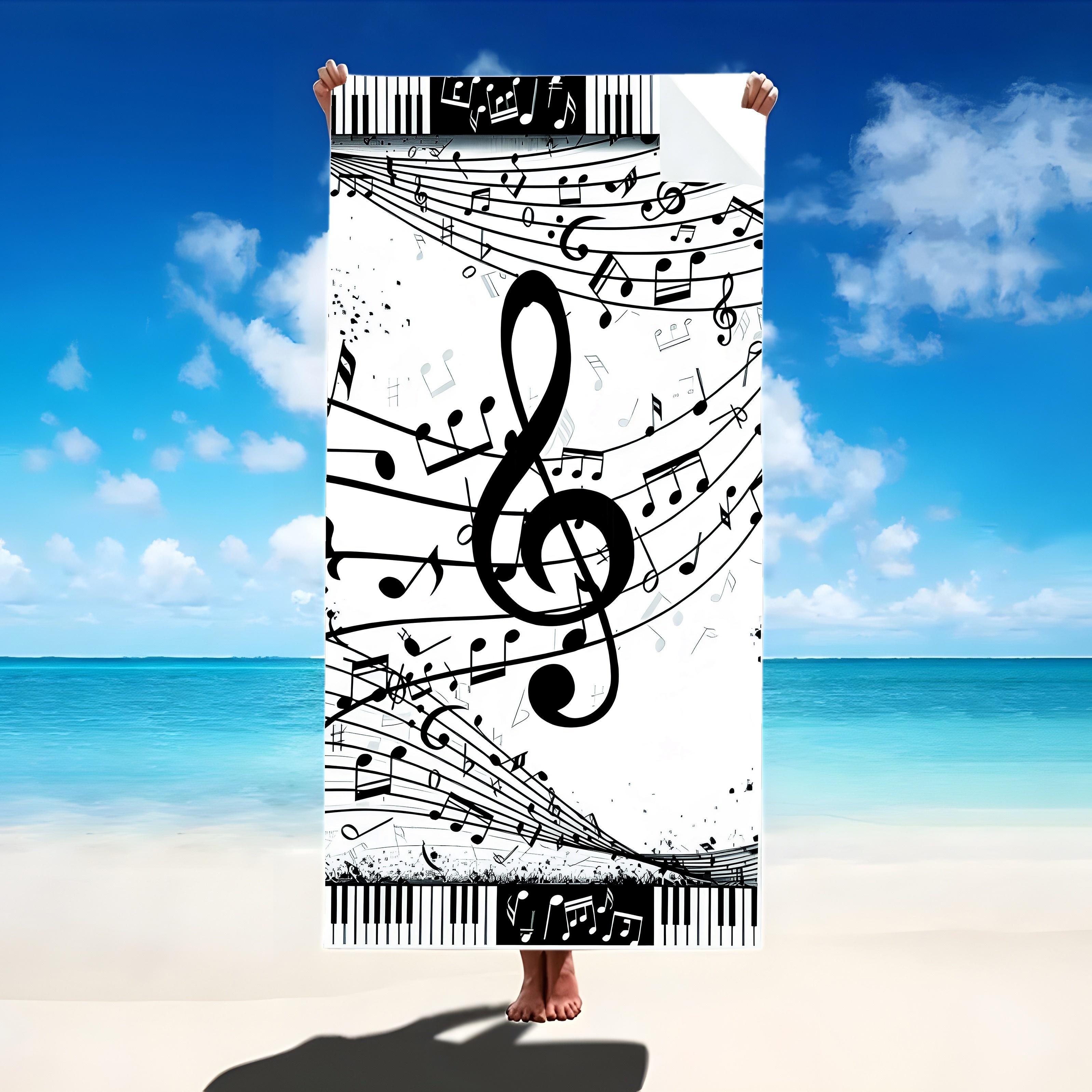 

Music Windproof Quick Drying Mesh Beach Towel, for Sports Travel Swimming Yoga W40*H60(CM)