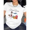 Women'S "Travel Queen" Graphic T-Shirt - Black & White Polyester, Lightweight & Durable, Casual Short Sleeve Tee with Airplane