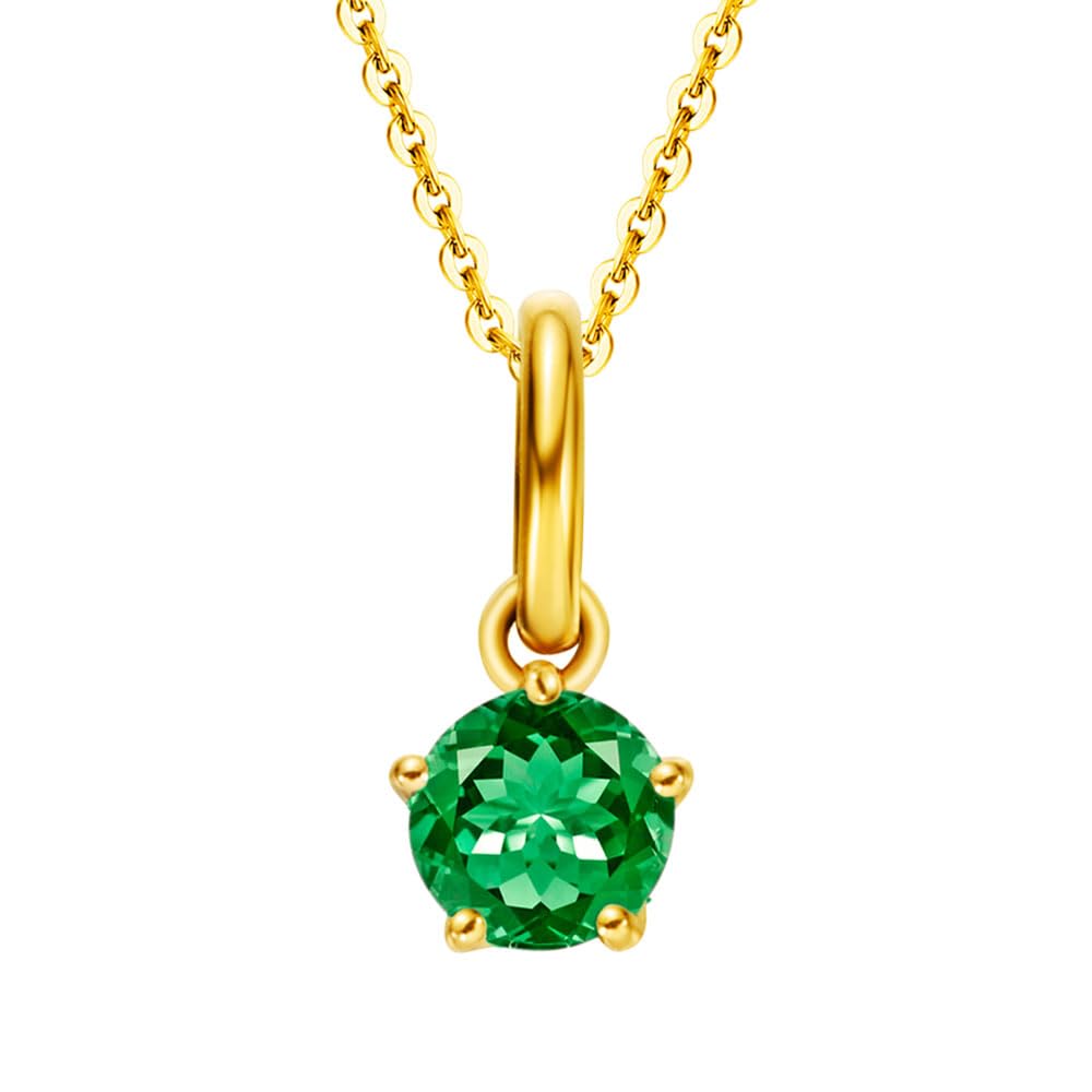 

1 Emerald K18 Yellow Gold Natural Stone May Birthstone with Silver Anniversary Gift Wrapping Included [FANCIME] Women s Necklace, Pendant, Chain,