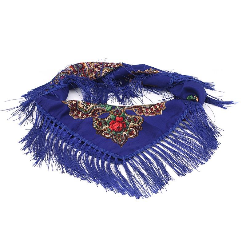 Autumn And Winter Cotton Russian National Style Scarf Printed Scarf women s New Square Multifunctional Fringed Shawl One Size