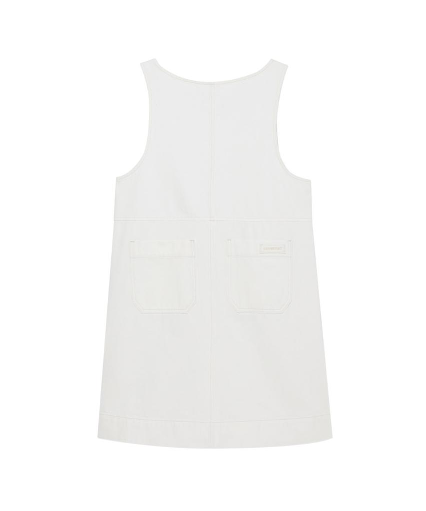 Covernat Woman Suspender Denim Dress Ivory