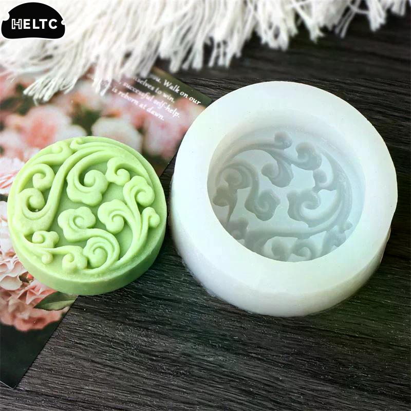 3D Circular Flower Soap Silicone Mold Classic Patterns Round Square Flower Soap Candle Resin Making Tool Diy Handmade Gift
