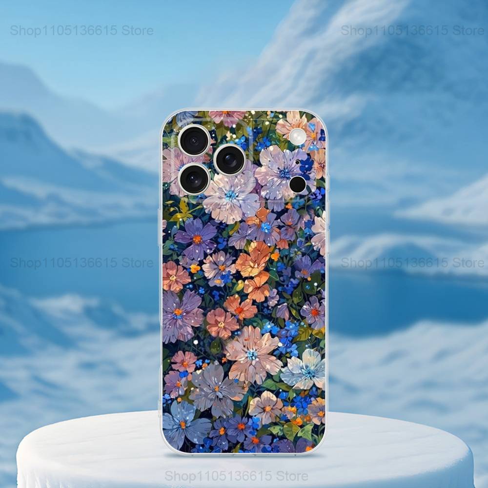 

Чехол для телефона с рисунком «Цветочная красота» для iPhone 16, 15, 14, 13, 12, 11, 17 Pro, Max, Plus, X, XS, XR, SE, Mini Прозрачный Мягкий Чехол iPhone16