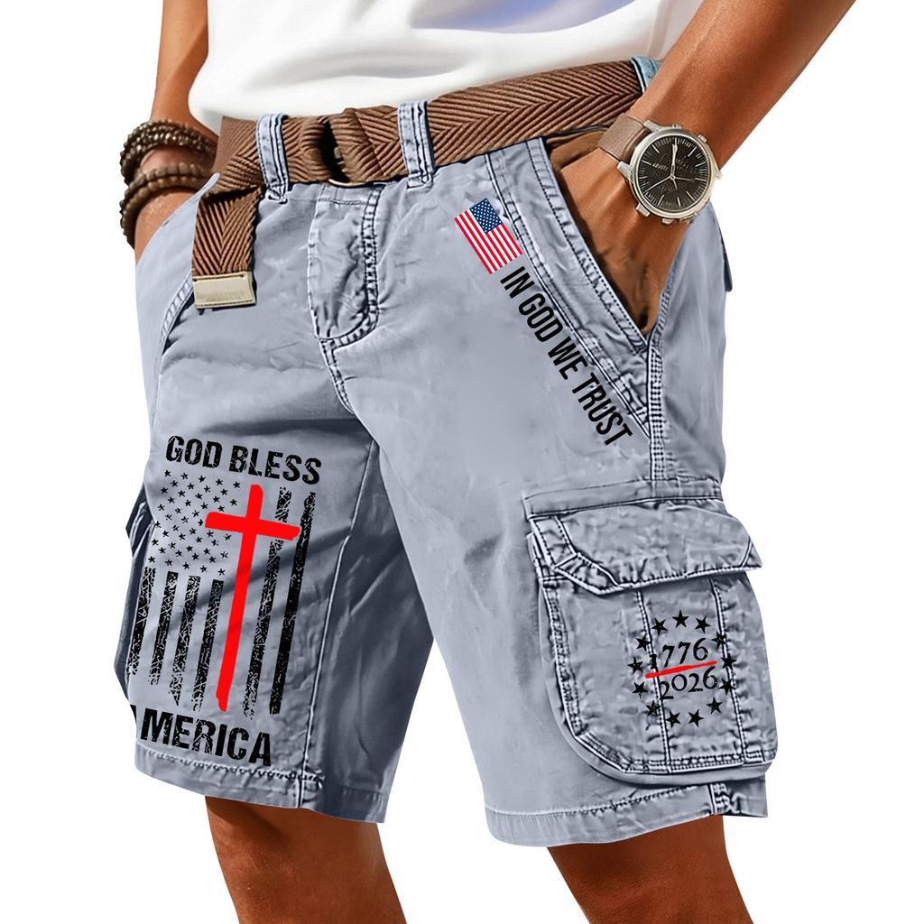 Pantaloncini Cargo Casual Stampati da Uomo per l'Estate con Tasche Multiple