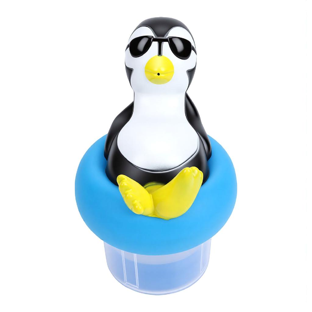 Floating Pool Chlorine Dispenser, Cute   Shaped Foldable Design with Solar Light and Digital Thermometer, Evenly Relses Chlorine Tablets