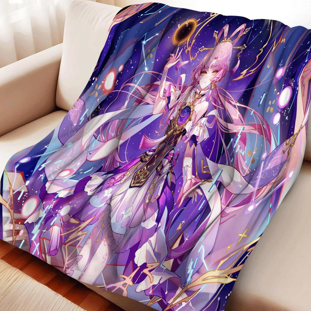 Cartoon Honkai Star Rail Fuxuan Pink Flannel Blanket Cover Warm Soft Anime Blanket Multifunctional Decor Home Universal Blankets