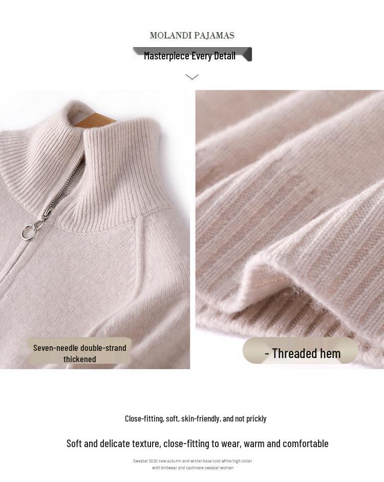 Women's Soft Slimming Half-Zip Wool Cardigan - Thick, Warm, & Skin-Friendly Knitwear for Winter