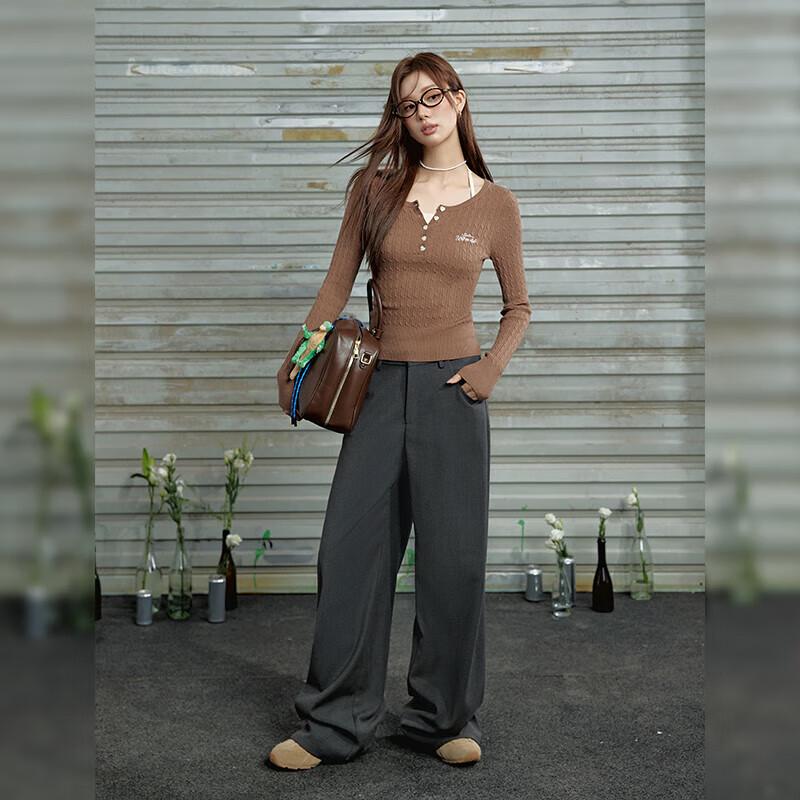 

UNIFREE Women s Retro Slim-Fit Long-Sleeve Knit Top XL