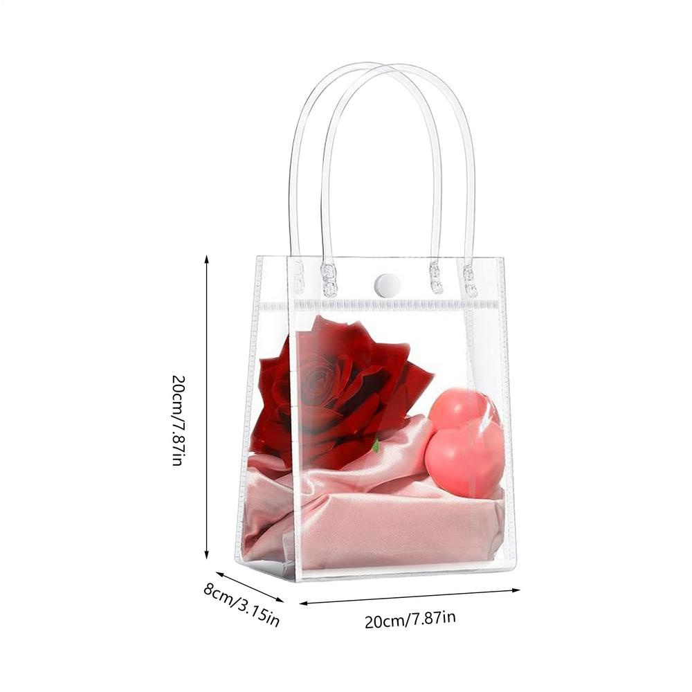 10 шт. Прозрачные подарочные пакеты с ручками Пластиковые прозрачные подарочные пакеты Прозрачные подарочные пакеты Подходят для бутика, свадьбы, дня рождения 20x20x8cm