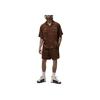 Jordan FW24 Bordado de Letras Logotipo de Marca Cuello de Punta Botones Camisa de Manga Corta para Hombre Marrón HM5040-259