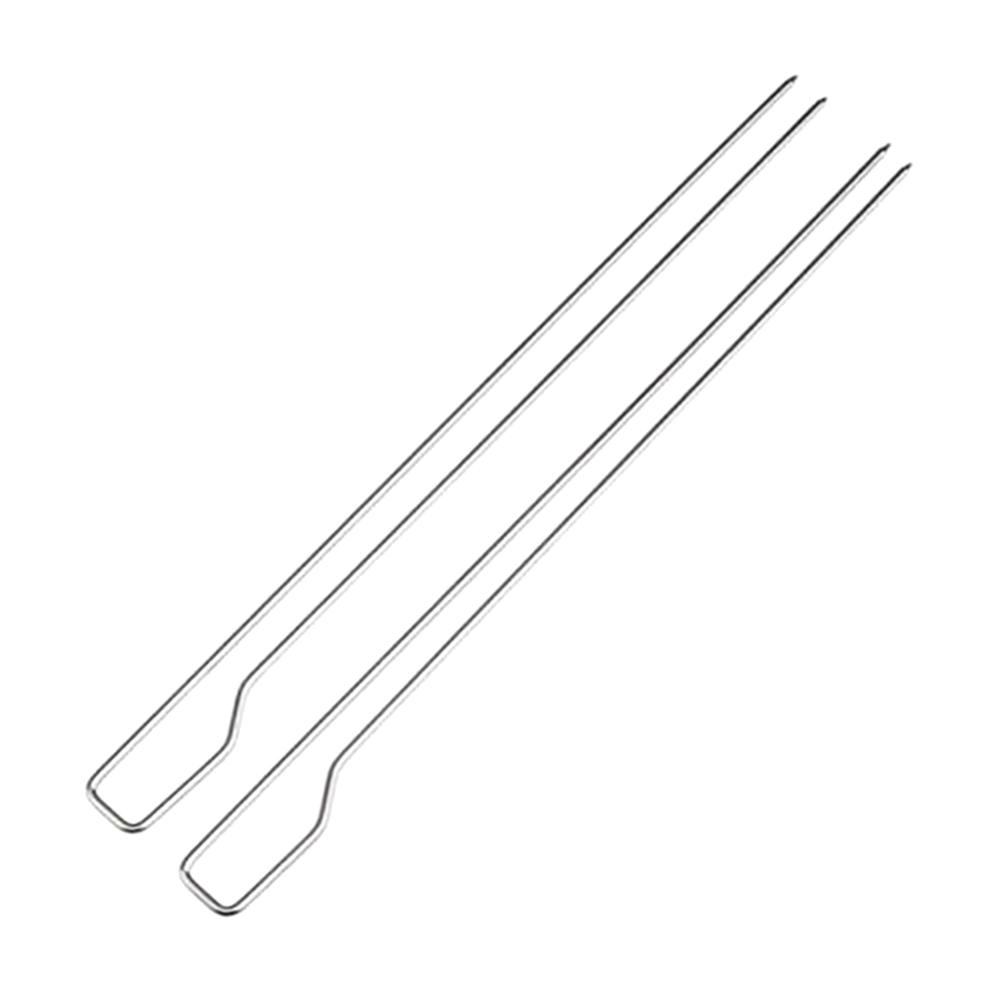 2Pcs Premium Stainless Steel Barbecue Fork Meat Fork For Wings Kebabs Outdoor Camping Restaurant Bbq Tools Skewer Stick Grill argento