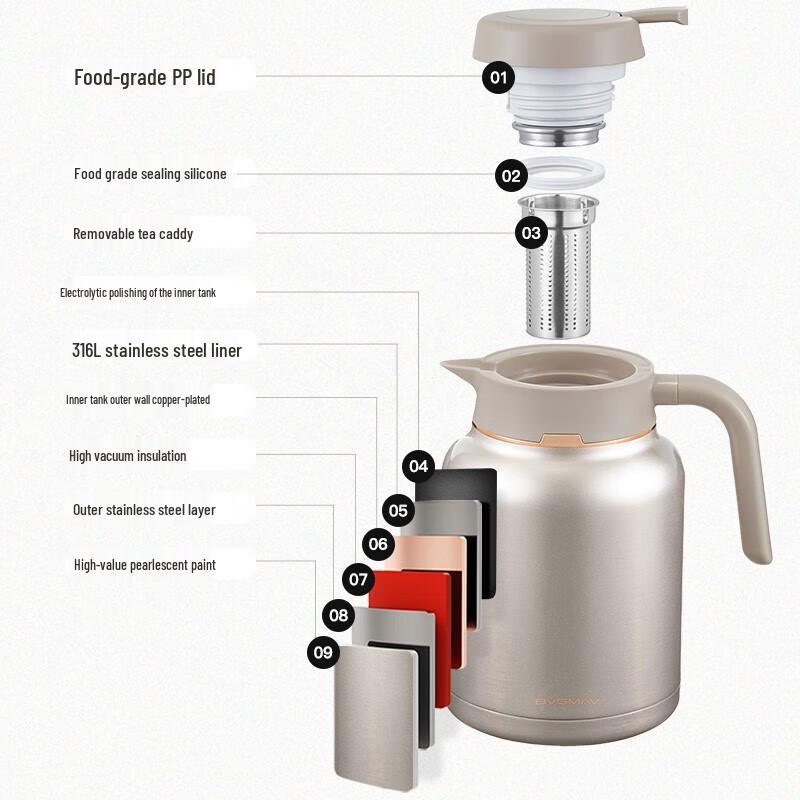 BVGMAV 1.2L Stainless Steel Stewing Teapot