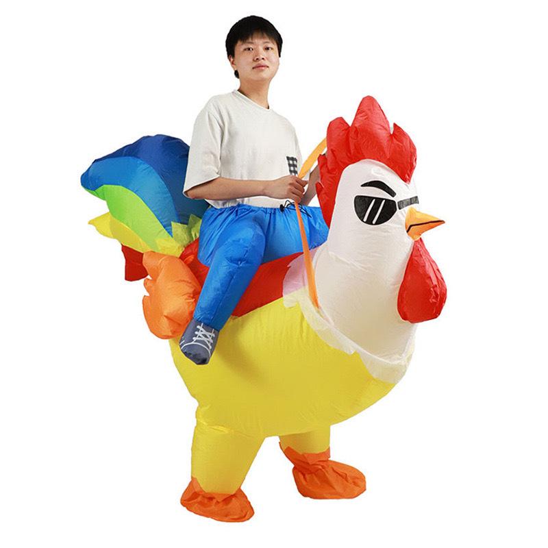Inflatable Rooster Costume for Parties: Cute Riding Doll with Sunglasses for Fashion Shows One Size