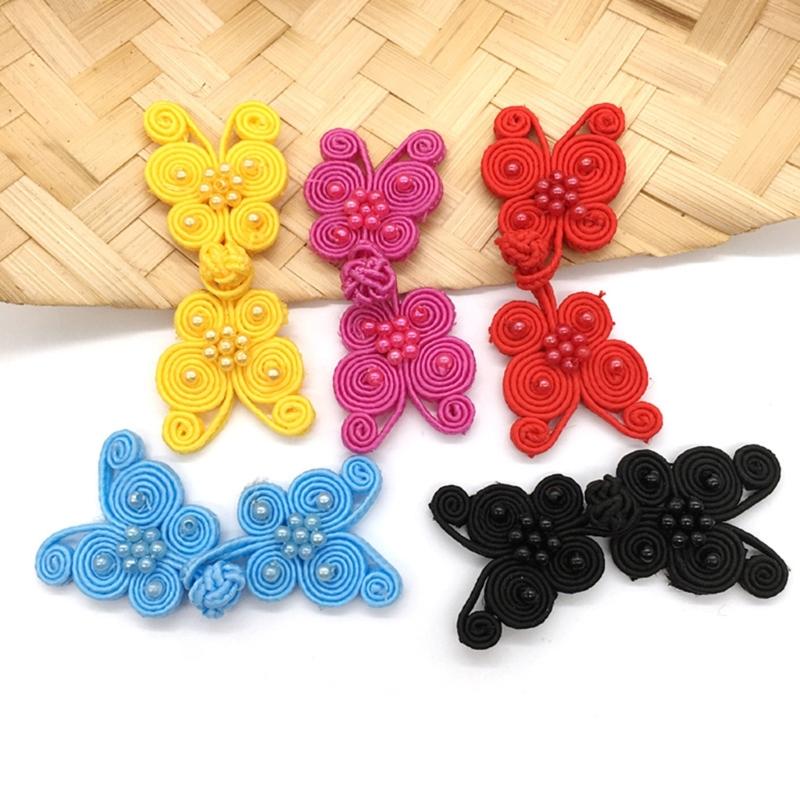 Butterfly Chinese Traditional Button Sewing Crafted Frog Buttons Sew On for DIY Handcraft Cheongsam Embellishment