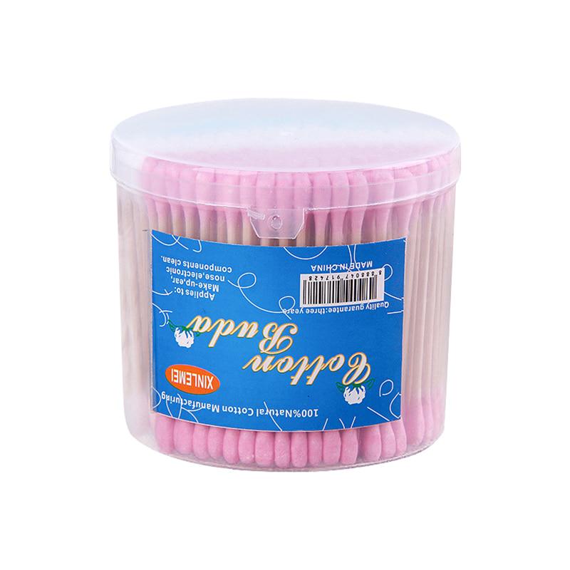 

300 шт. Круглая коробка, цветные бамбуковые палочки, ватные палочки, одноразовые ватные палочки для макияжа, микрощеточки для ресниц