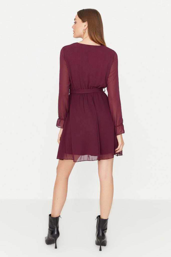 Women's Style Dress Black Belted Double Breasted Woven Dress