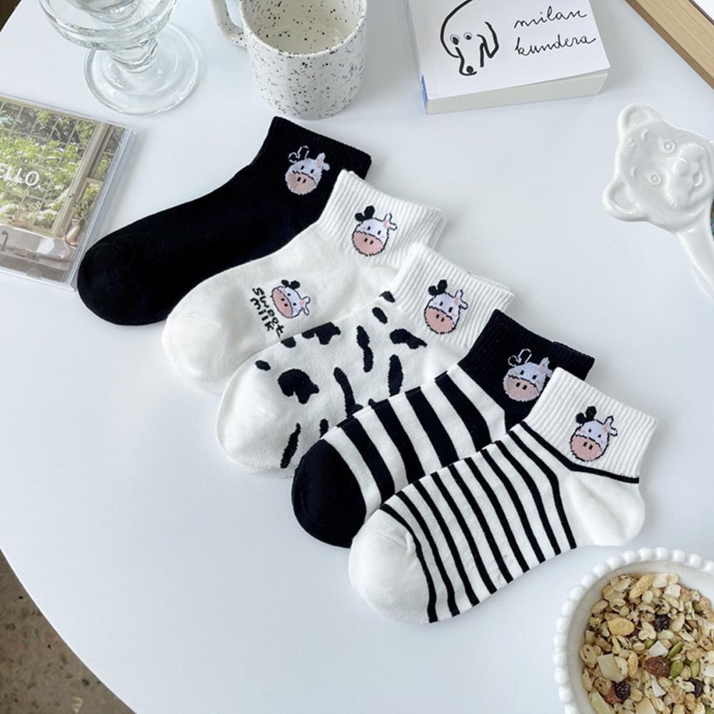 5 Pairs/Lot Summer Short Women's Socks Low Rise Comfortable Breathable Cute Print Ankle Foot Covers Fashion Cartoon Kawaii Socks