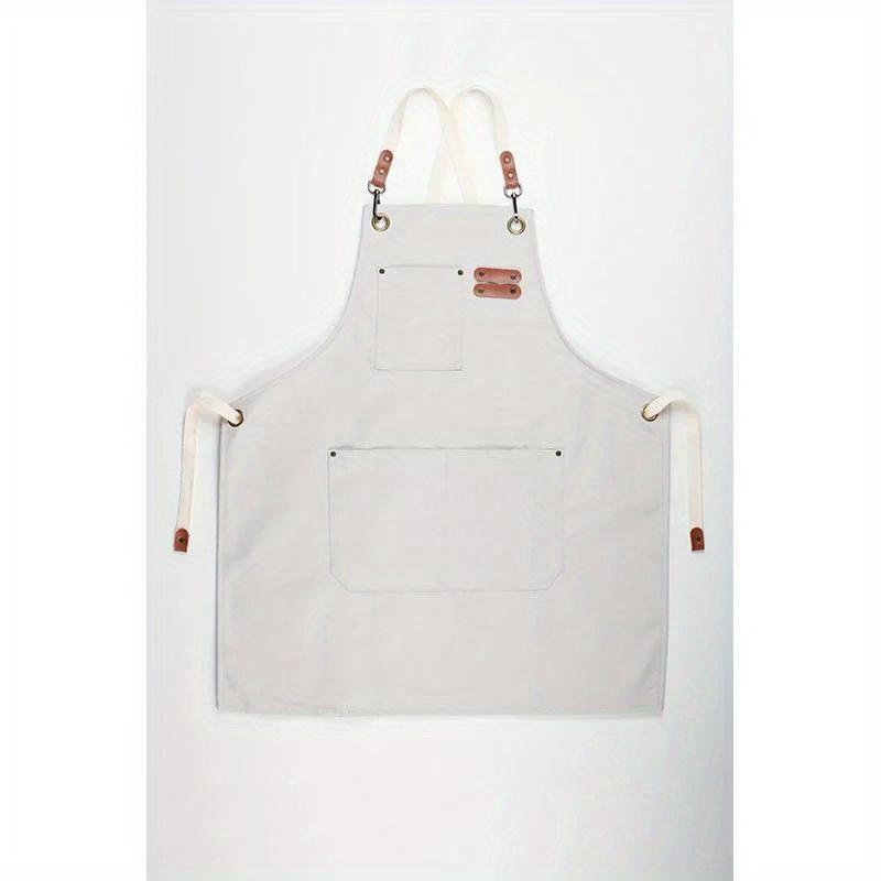 Thickened Denim Apron for Hotel Restaurant Cafe Kitchen Workwear Unisex Heavy Duty Cotton белый
