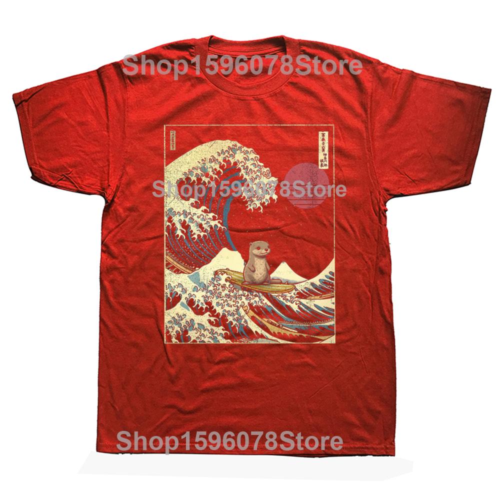 

Funny Otter Japanese Surfing Wave Graphic Tshirts Men Womens Fashion Casual Tshirt 100 Cotton Loose Oversized T Shirt S