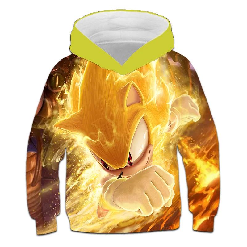 2026 Sonic 2 Ubrania Dziecięce Moda Bluza Z Kapturem Dla Dzieci Chłopcy Dziewczynki Dzieci Jesień Długi Rękaw Drukowane Bluzy Anime Fajne Koszulki