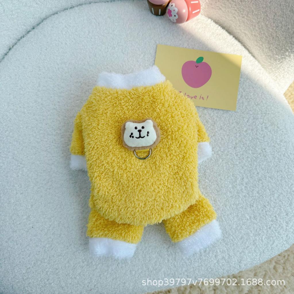 Vêtements pour chien à quatre pattes automne et hiver velours épaissi chauds, protection contre le froid et le vent vêtements pour animaux de compagnie chat que ours teddy