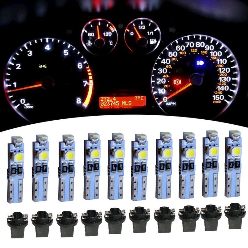 10pcs Car trument Panel Decorative Lamp Car T5 B8.5 Led Dashboard Lights Car trument Lighting Bulb Auto Light Accessories