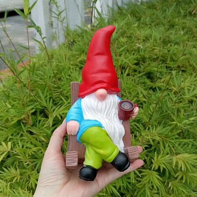 Yousheng Garden Gnome Figurine Resin Drinking Coffee Gnome Sculpture Outdoor Gnome Statue for Indoor Terrace Garden Decoration