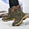 Men's High-Top Camouflage Fleece-Lined Snow Boots - Army Green, Plus Size, Thick-Soled, Winter Warm Outdoor Footwear