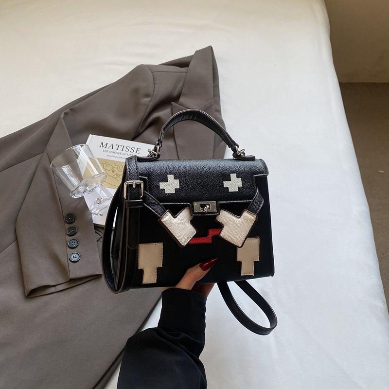 

Новая модная сумка-мессенджер на плечо с роботом, сочетание контрастных цветов, портативная женская сумка чёрный