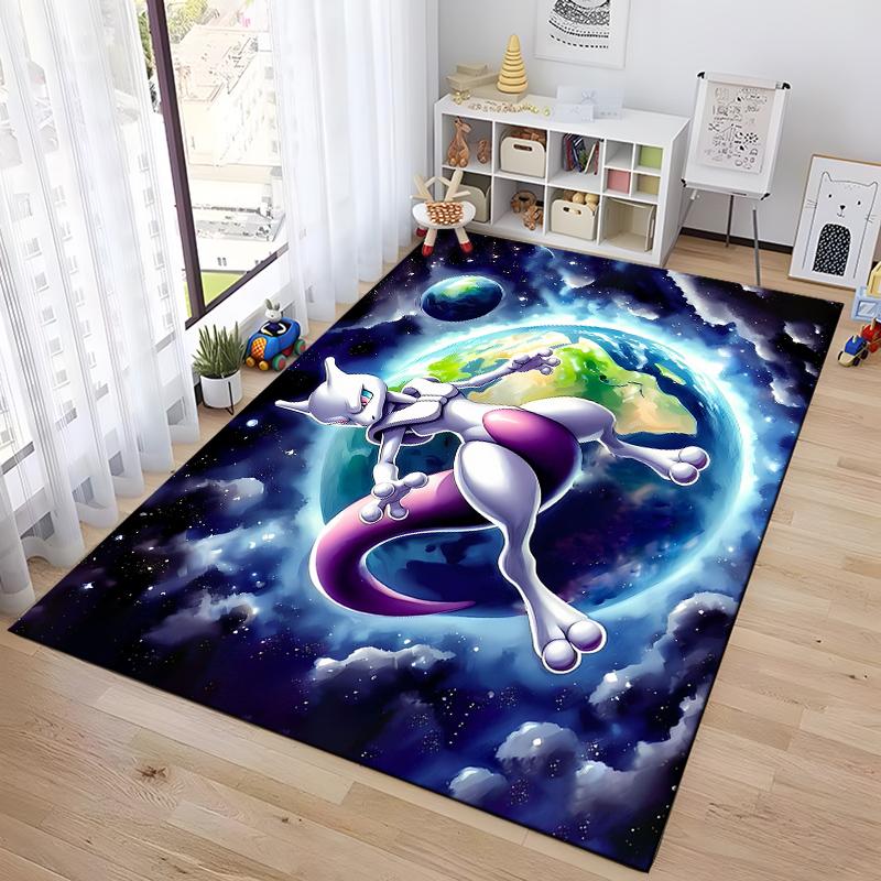 Cool Pokemon-Mewtwo Kreslený Anime Koberec do Obývacího Pokojového Herního Koberce Měkká Podlaha Kreslené Koberce Koupelnová Rohožka Jóga Podložka Domácí Dekor