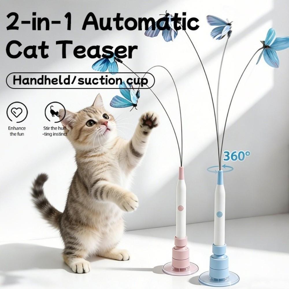 360° Swivel Electric Cat Toy Long Rod Self-entertaining Toy Handheld Cat Teasing Stick  Cat Teasing
