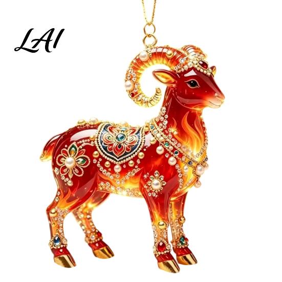 Acrylic Ornament for Restaurant 2PCS Christmas Goat Hanging Ornaments Decorative 2D Tree Birthday Party Decor Pendants Lightweight Festive Ornaments
