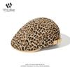 Retro leopard print forward hat female autumn and winter plush warm babes show face little beret
