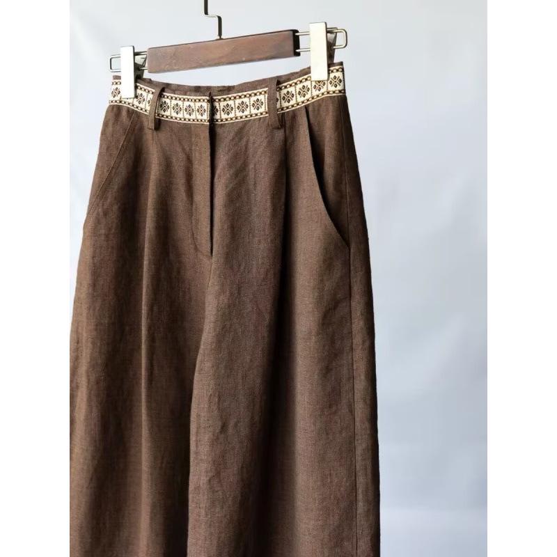 

This Year s Trendy Coffee Jacquard Wide-Leg Pants for Women - Spring New Arrival, Elegant Retro High-Waist, Slimming Design. Extra Large кофейный