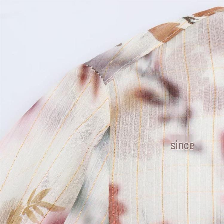 Women's Casual Loose Floral Print Long Sleeve Shirt Spring Turn Down Collar Versatile