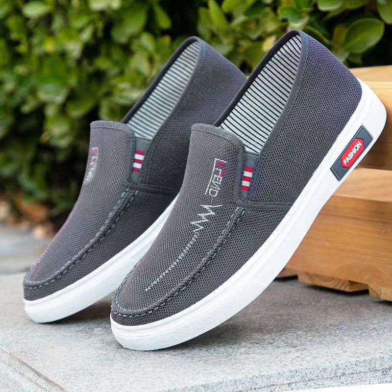 Anti-slip Wear-resistant Beef Tendon Sole Skate Shoes Men's Old Beijing Cloth Shoes Light Breathable Canvas Shoes Comfortable Soft Work Shoes
