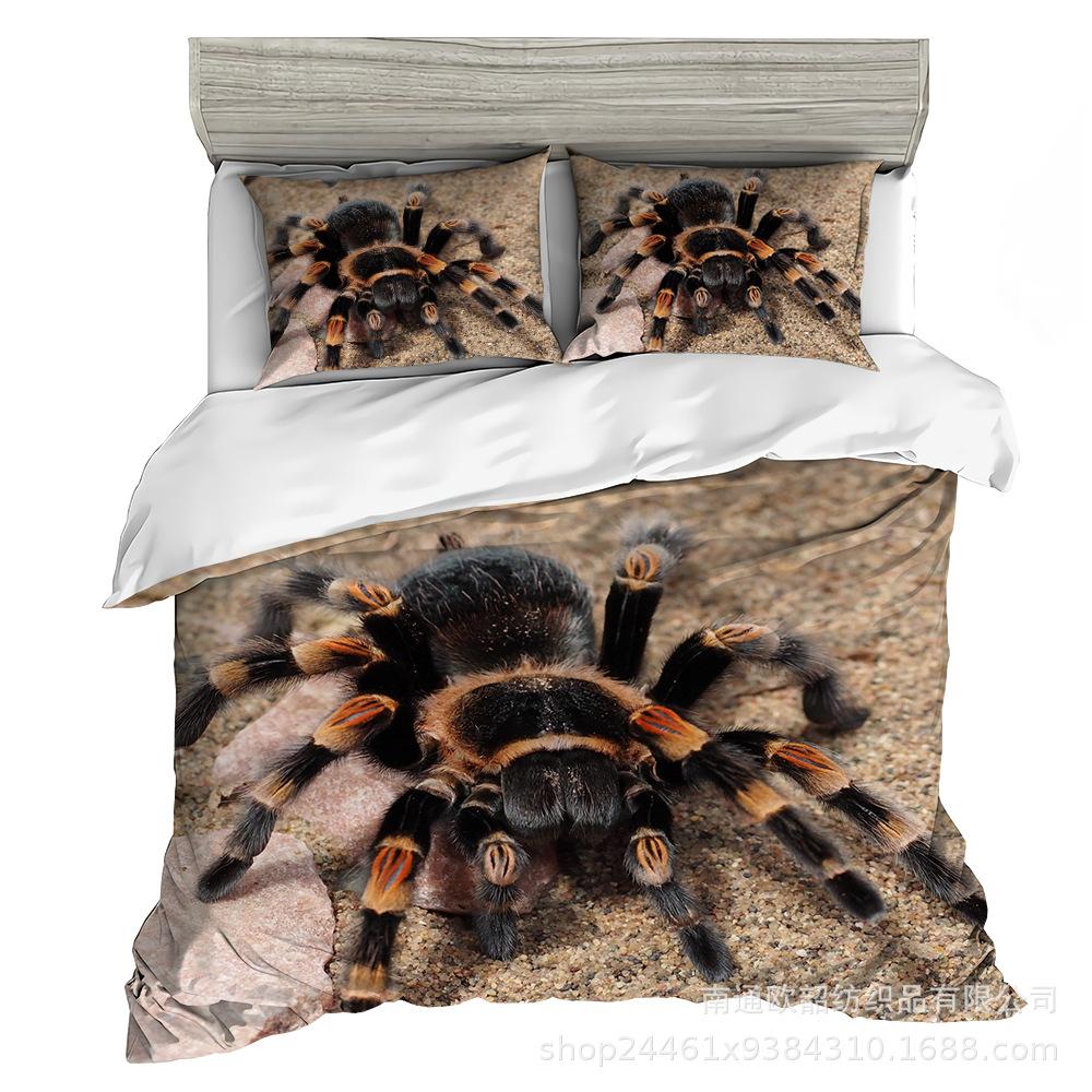 Spider Quilt Set Three-Piece Polyester 90G Abraded 3D Digital Four-Piece Bedding Set