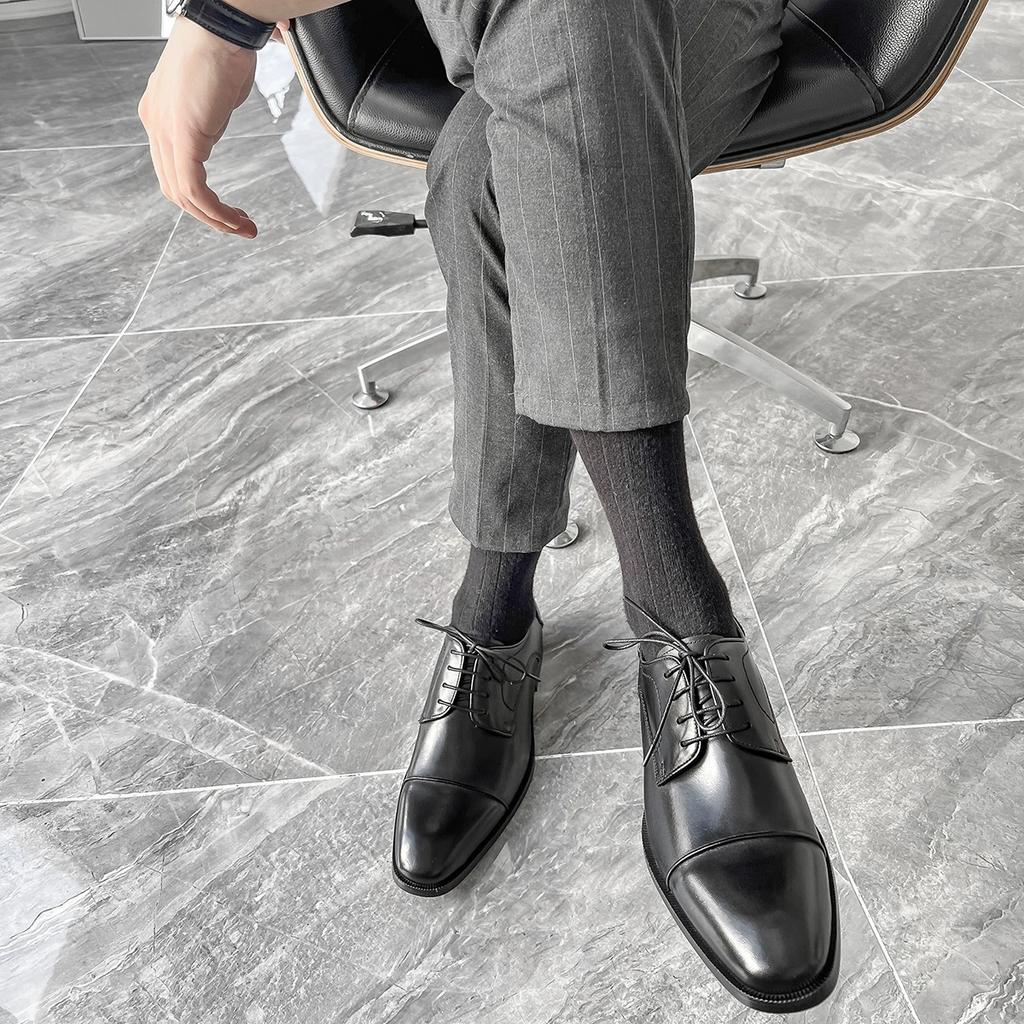 Mode Italienischer Luxus Echtes Leder Herren Oxfords Kleiderschuhe Handgefertigte Qualität 2025 Retro Elegant Grau Hochzeit Gesellschaftsschuhe für Herren