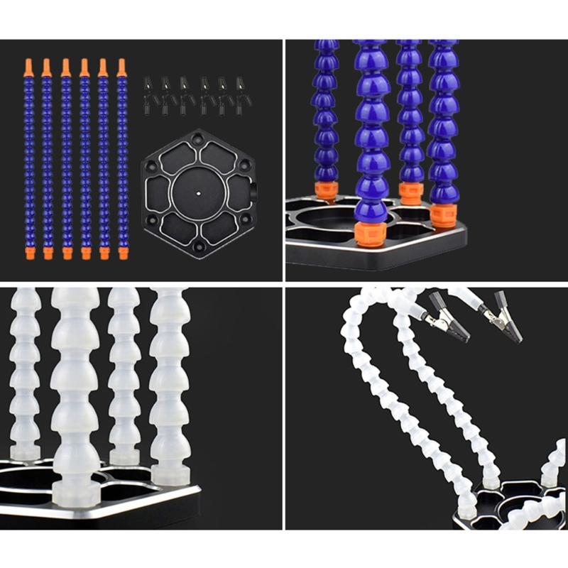 Soldering Aid with 6 Flexible Gooseneck Arms Soldering Station Third Hand for Soldering Crafts Accessories Solder Holder