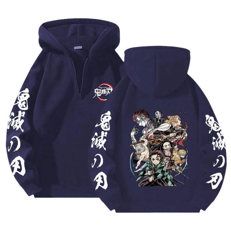Unisex Bluza z Kapturem Anime Zapinana na Zamek Luźny Krój Długi Rękaw Bluza Jesienna Codzienna