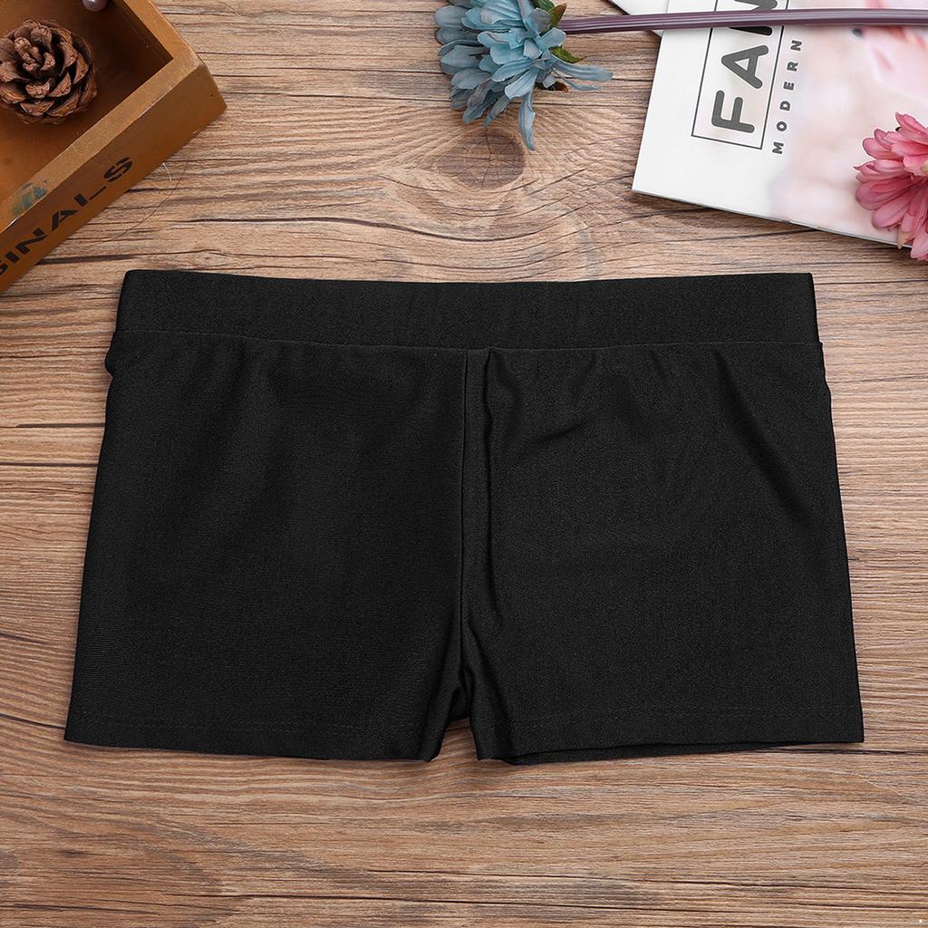 Girls Dance Leotard Sleeveless Round Neckline Patchwork Design Shiny Rhinestones V Front Waistband Shorts