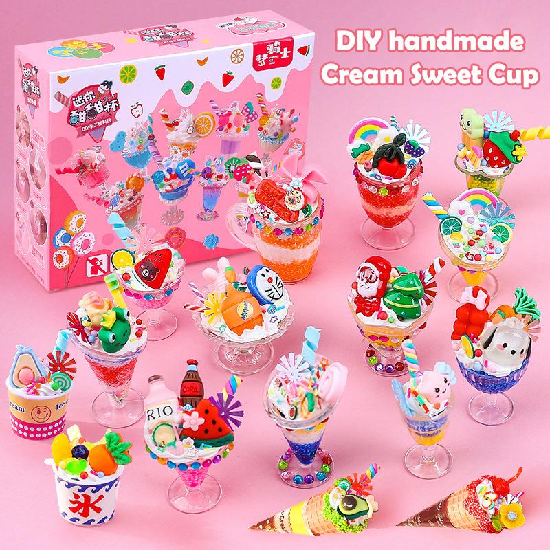 Creative Diy Ice Cream Clay Making Materials Set Simulation Dessert Cup Ice Cream Handicraft Gifts Kids Educational Toys