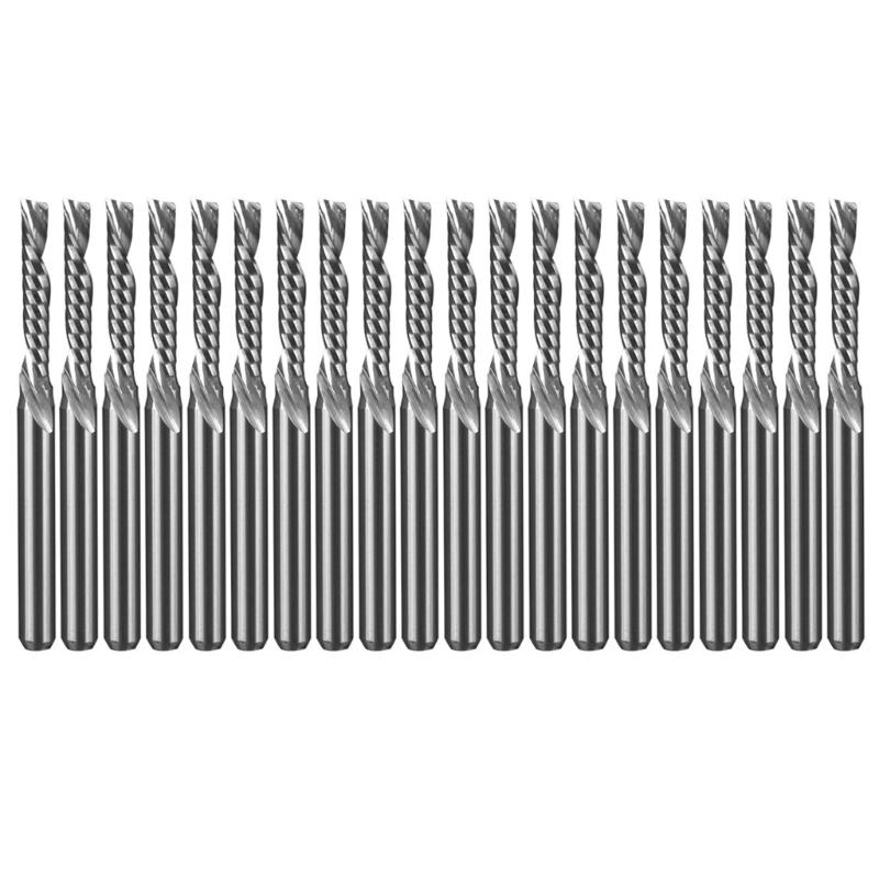 20PCS 3.175mm Shank Single Grooves Milling Cutter 2mm/2.5mm Diameter Routers Bit Engraving Tool for Metalworking