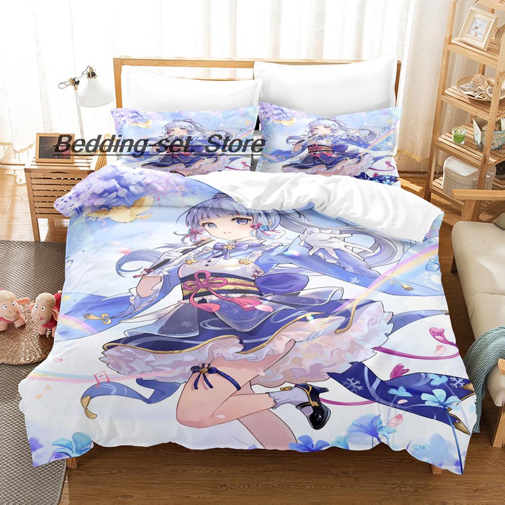 Game Genshin Impact Kamisato Ayaka Bedding Set Single Twin Full Queen King Size Bed Set Aldult Kid Bedroom Duvetcover Sets