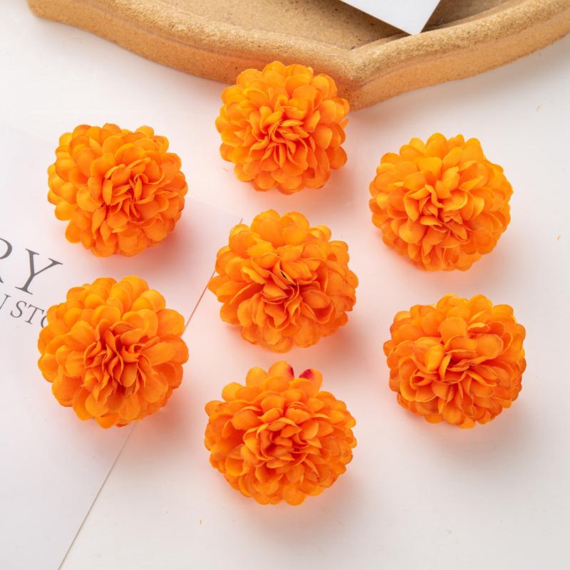 50Pcs Artificial Hydrangea Flowers for Wedding Garden Home Decor Christmas Party Diy Candy Box Scrapbook Pink Ball Chrysanthemum