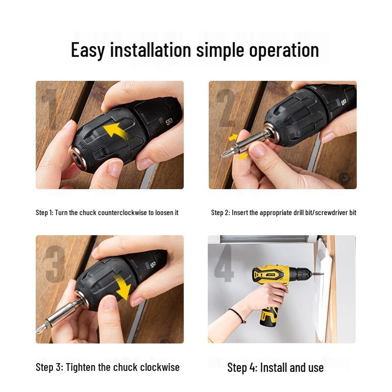 Deli 12V Cordless Lithium-Ion Impact Drill CN Plug (adapter Included)