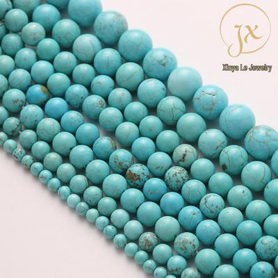 Perline Rotonde in Magnesite Turchese Blu Naturale per Gioielli e Braccialetti Fai da Te