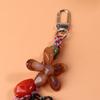 {MX} Ethnic Style Artistic Beaded Keychain Phone Lanyard Vintage Flower Pendant Bag Charm Key Hanging Decoration Gifts