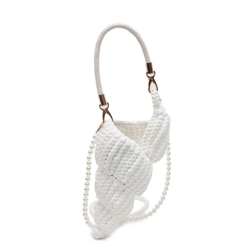 Fashion Hand-woven Conch Shell Bag Luxury Pearl Chain Crossbody Bag High-quality Beach Holiday Bags Women Cute Seashell Handbag