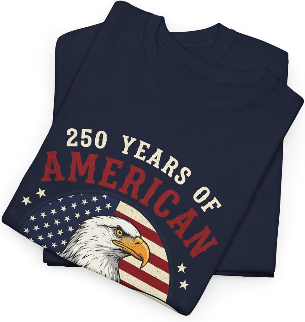 Semiquincentennial TShirt July 4th 2026 250 Years of Independence Patriotic Eagle High Quality Cotton Regular Short Sleeve